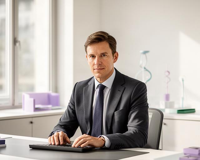 Führungskraft eines Medtech-Start-ups bei der konzentrierten Arbeit in einem hellen Büro in Zürich